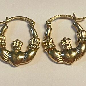 10kt Solid Gold Earrings hoops Celtic Irish